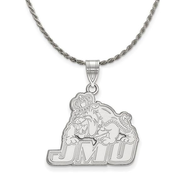Sterling Silver James Madison U Lg Logo Pendant Necklace -...
